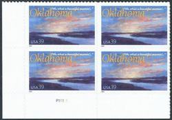 U.S. #4121 39c Oklahoma Statehood PNB of 4
