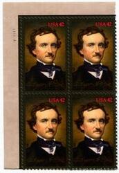 U.S. #4377 Edgar Allan Poe PNB of 4