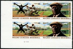 U.S. #4466a Negro Leagues Baseball PNB of 4