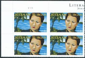 U.S. #4476 Julia de Burgos PNB of 4