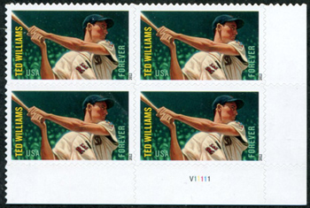 U.S. #4694 Ted Williams, Baseball All-Stars PNB of 4