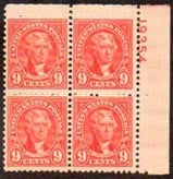 U.S. #641 9c Jefferson MNH PNB of 4