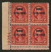 U.S. #647 2c Hawaii Overprint MNH PNB of 4