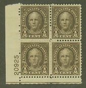 U.S. #653 1/2c Nathan Hale MNH PNB of 4