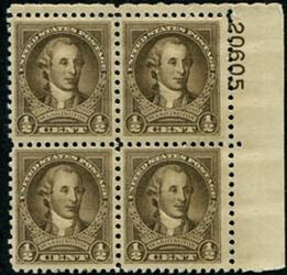 U.S. #704 1/2c Washington Portrait by Charles Wilson Peale MNH PNB 4