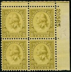 U.S. #713 8c Washington Portrait by Saint Memin PNB of 4 MNH