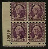 U.S. #720 3c Washington PNB of 4