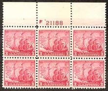 U.S. #736 Maryland MNH PNB of 6