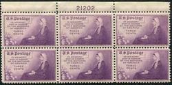 U.S. #738 Whistlers Mother PNB of 6 MNH