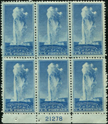 U.S. #744 Yellowstone MNH PNB of 6