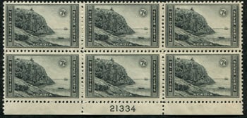 U.S. #746 Acadia MNH PNB of 6