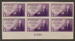 U.S. #754 Mothers of America MNH PNB of 6