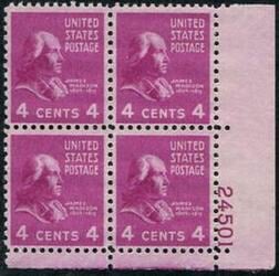 U.S. #808 4c James Madison PNB of 4