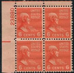 U.S. #811 6c John Quincy Adams PNB of 4