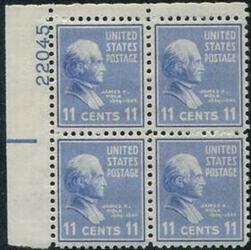 U.S. #816 11c James K. Polk PNB of 4