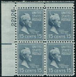 U.S. #820 15c James Buchanan PNB of 4