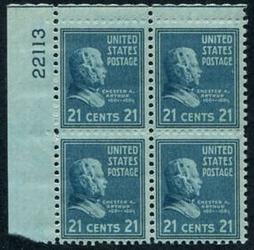 U.S. #826 21c Chester A. Arthur PNB of 4