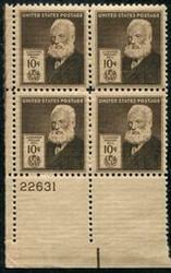 U.S. #893 10c American Inventors PNB of 4