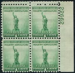 U.S. #899 Statue of Liberty PNB of 4