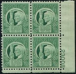 U.S. #908 Four Freedoms PNB of 4