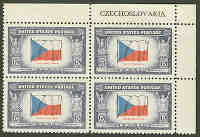 U.S. #910 Overrun Countries - Flag of Czechoslovakia PNB of 4