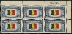 U.S. #914 Overrun Countries - Flag of Belgium PNB of 6