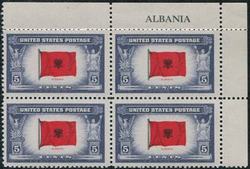 U.S. #918 Overrun Countries - Flag of Albania, PNB of 4