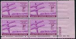 U.S. #924 Telegraph Centenary PNB of 4