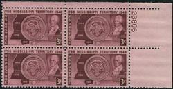 U.S. #955 Mississippi Territory PNB of 4