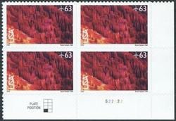 U.S. #C139 63c Bryce Canyon Airmail PNB of 4