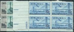 U.S. #C34-C36 Airmail PNB of 4