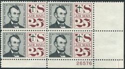 U.S. #C59 25c Abraham Lincoln PNB of 4