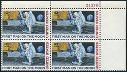 U.S. #C76 10c First Man on The Moon PNB of 4