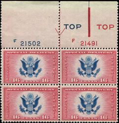 U.S. #CE2 16c Great Seal blue & red PNB of 4