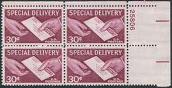 U.S. #E21 30c Special Delivery Letter PNB of 4