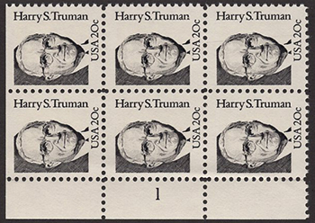 U.S. #1862 20-cent Harry Truman PNB of 6