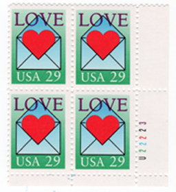 U.S. #2618 Love Issue PNB of 4