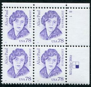 U.S. 2943 78c Alice Paul PNB of 4 iHobb