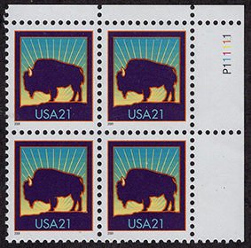 U.S. #3467 21c American Buffalo PNB of 4