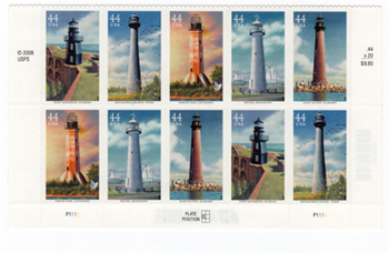 U.S. #4413a Lighthouses PNB of 10