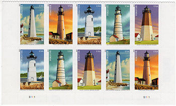 U.S. #4795a Lighthouses PNB of 10