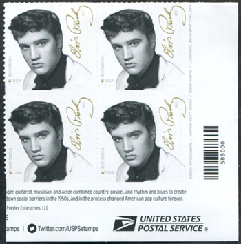 U.S. #5009 Elvis Presley, PNB of 4