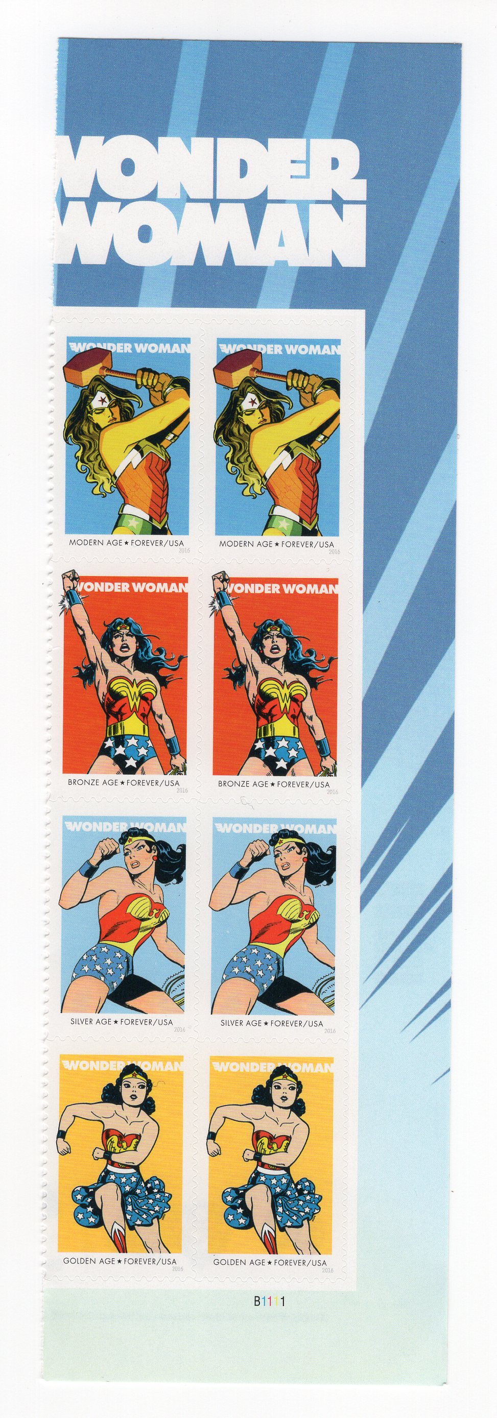U.S. #5152a Wonder Woman PNB of 8