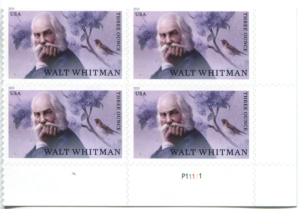U.S. #5414 Walt Whitman 3-ounce rate PNB of 4