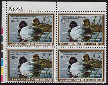 U.S. #RW56 MNH Lesser Scaup PNB of 4