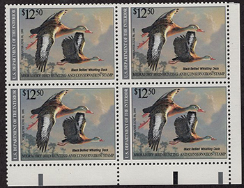 U.S. #RW57 MNH Whistling Duck PNB of 4