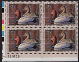 U.S. #RW60 MNH Canvasbacks PNB of 4