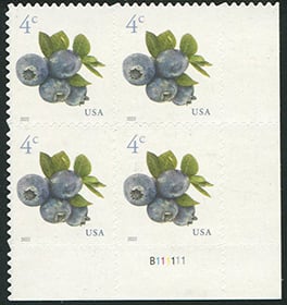 U.S. #5652 4c Blueberries PNB of 4