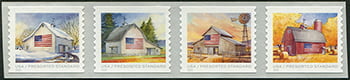 U.S. #5687a Flags on Barns, Coil Strip of 4