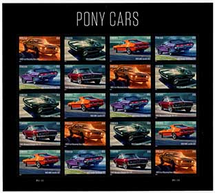 U.S. #5719 Pony Cars, Pane of 20